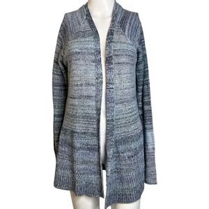Sonoma Knit Woven Open Front Cardigan Heathered Blue Size Medium